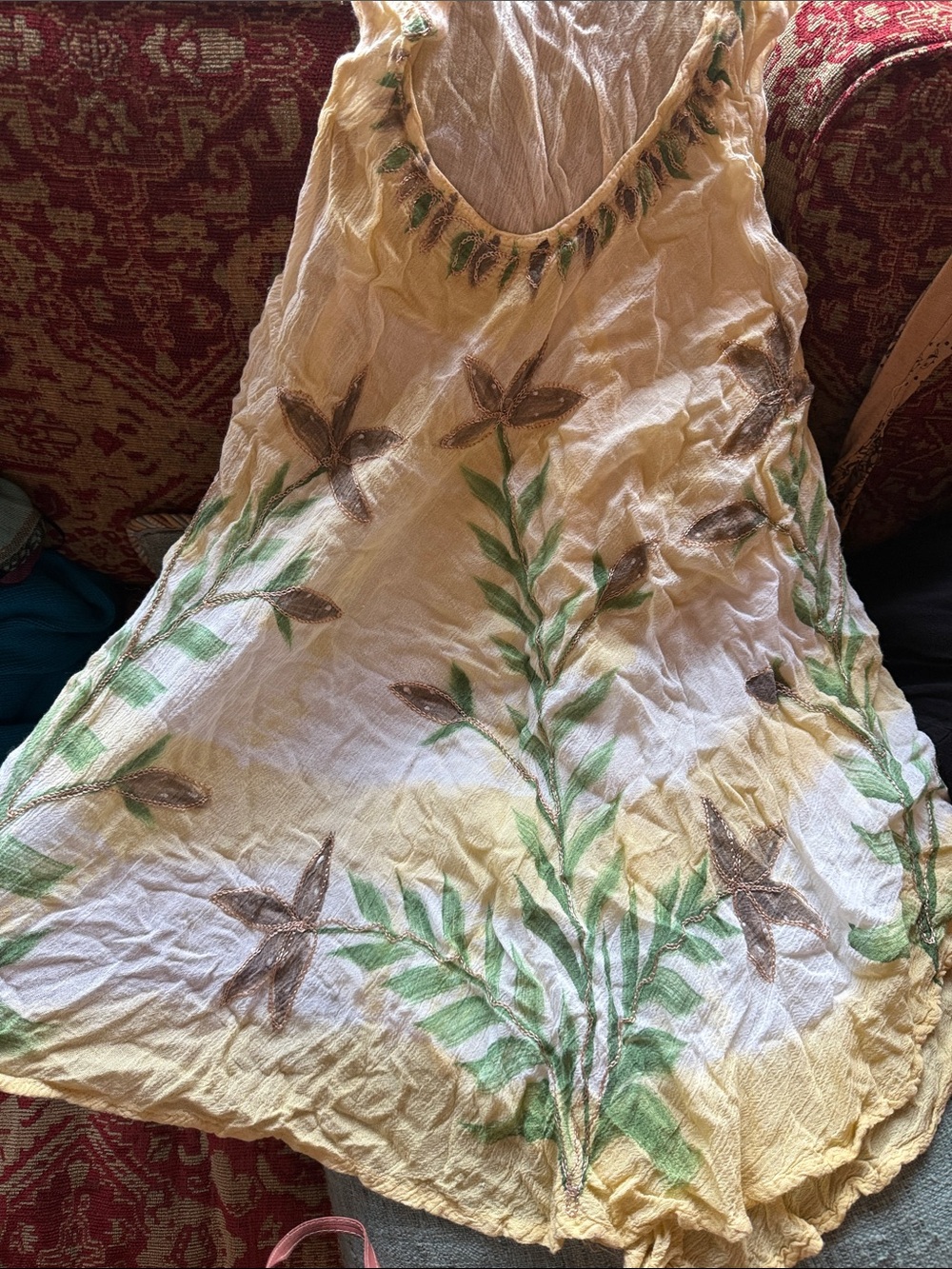 NF designs embroidered lightweight  Floral Sleeveless moon top free size